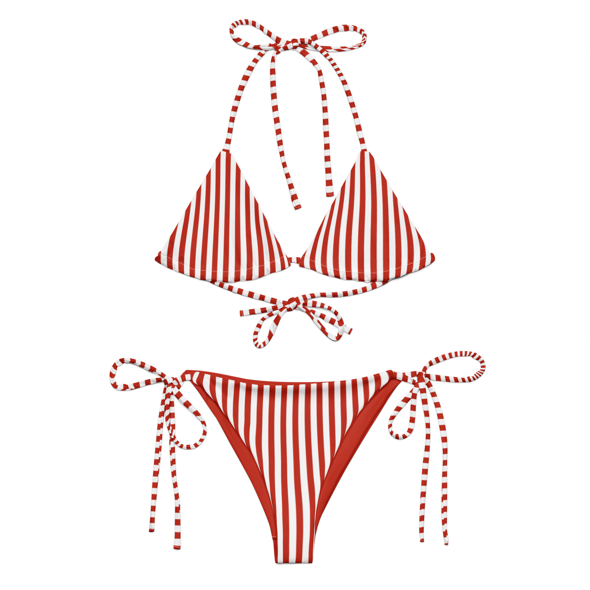 Vintage Red Candy Stripe recycled string bikini