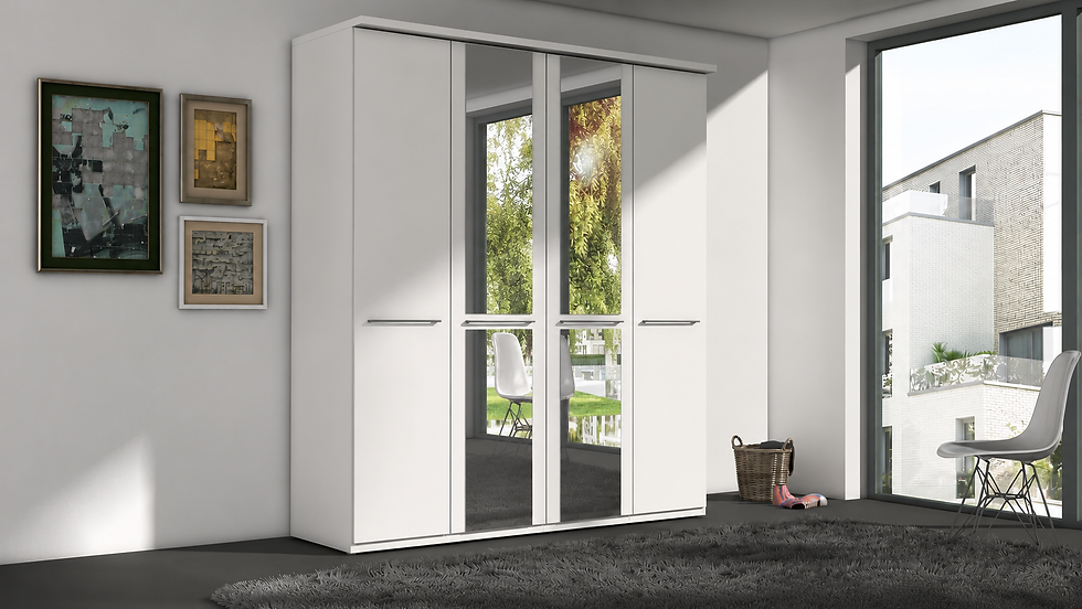 Thumbnail: Cairns 4 Door Wardrobe in white with two central mirrors