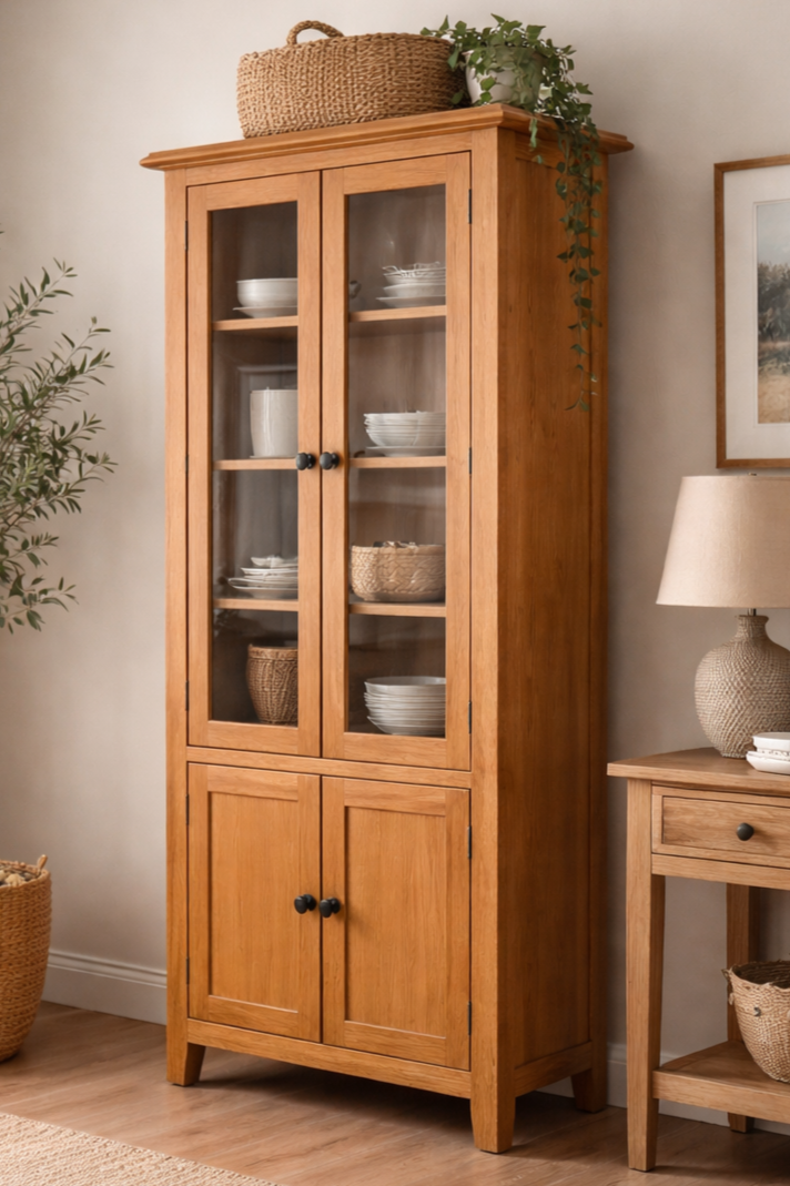 Torino oak display cabinet