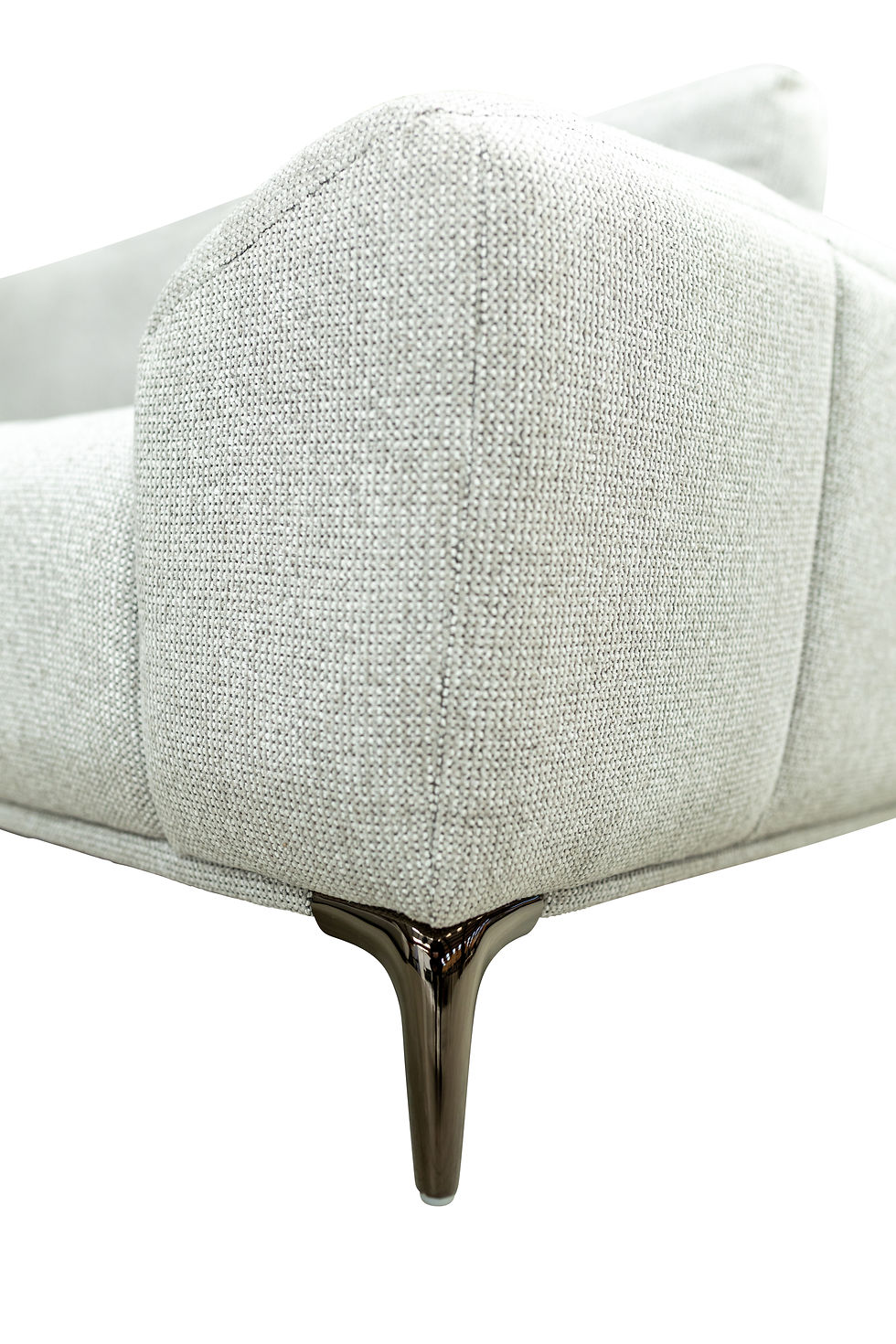 Thumbnail: Grey Hallie sofa corner view and metal foot