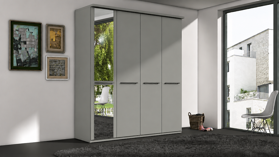 Thumbnail: Cairns 4 Door Wardrobe in champagne with one mirror