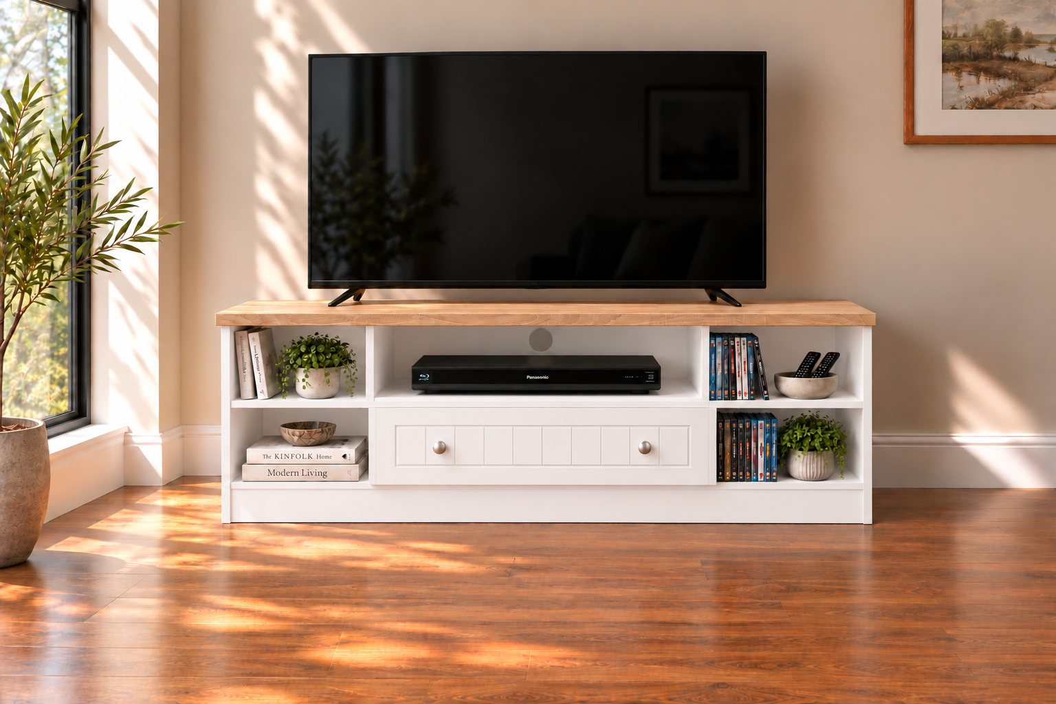 Vienna Wide Open TV Stand in White