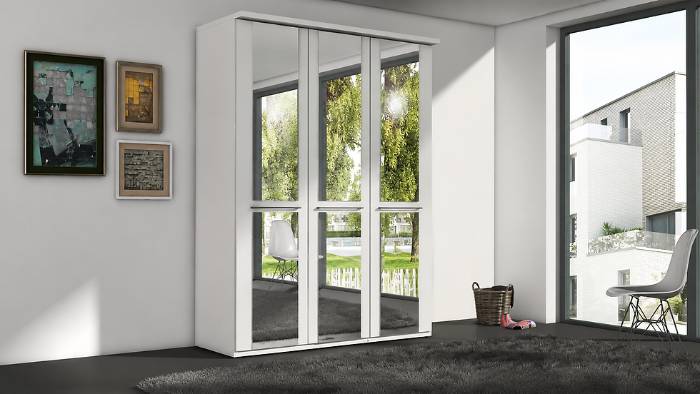Thumbnail: Cairns 3 door wardrobe in white with three mirrors