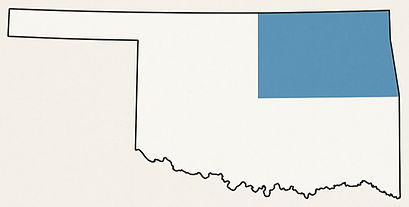 draw the state of oklahoma with no county lines; color the northeast quarter of the state