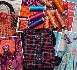 various brighty coloured textiles and threads