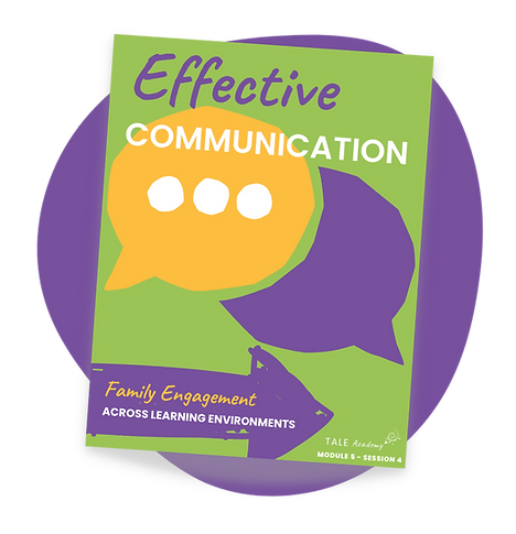 Module 5 - Session 4 Program Cover - Yellow thought bubble with ellipsis overlapping a purple thought bubble