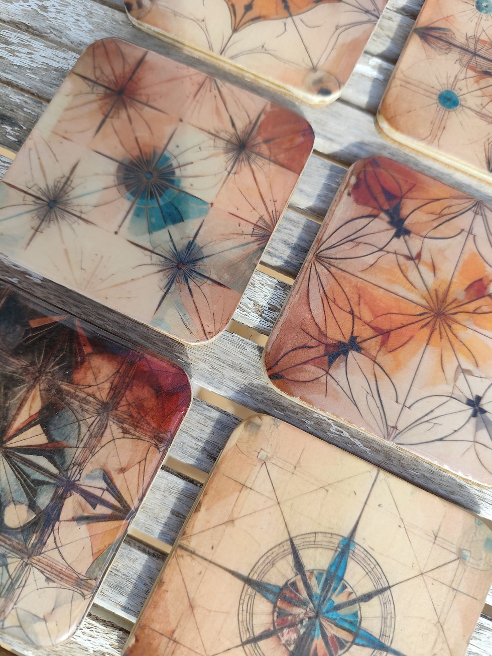 Miniaturbild: Untersetzer-Set aus Holz – Fliesenoptik