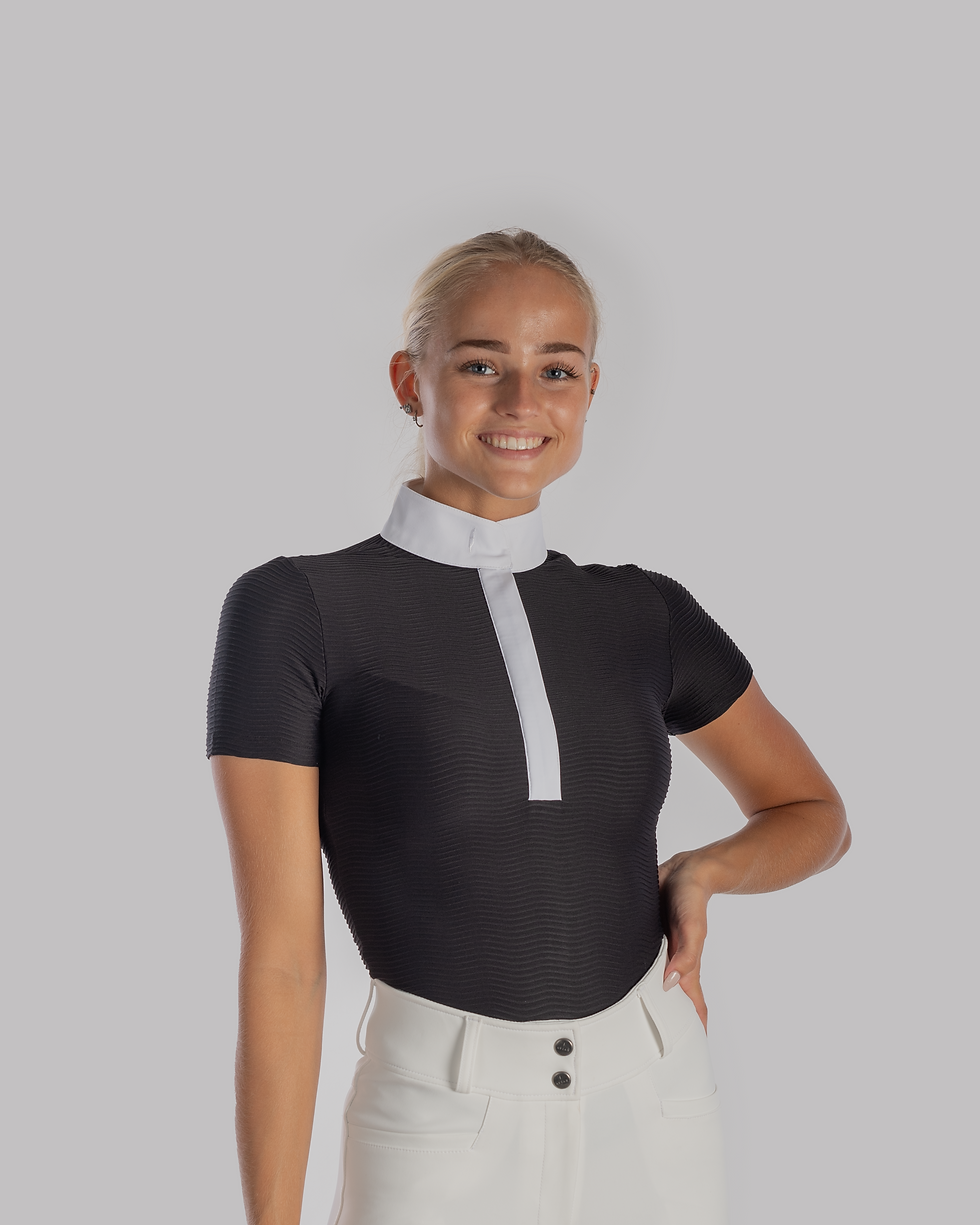 Wave Zip Short Sleeve Show Shirt in Anthracite