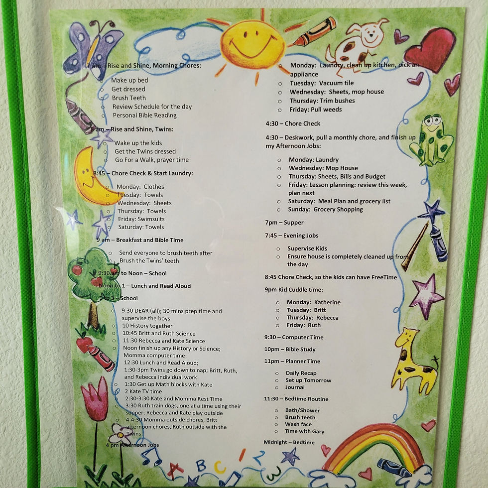 A chore chart laying on a laptop.