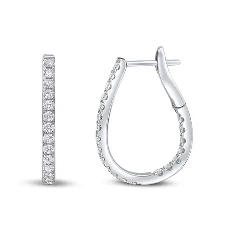 Thumbnail: 18CT Gold Full Diamond Horseshoe Hoop Earrings