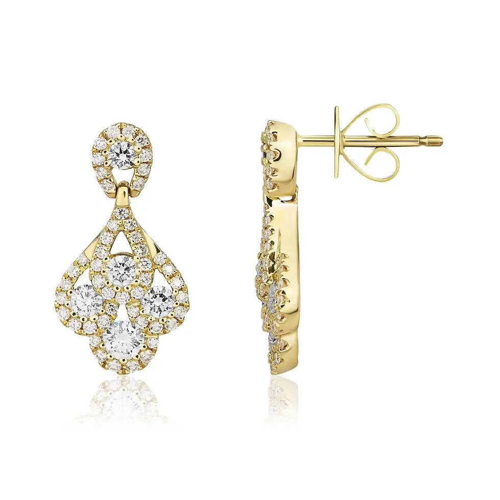 Thumbnail: 18CT Gold Diamond Peacock Drop Earrings