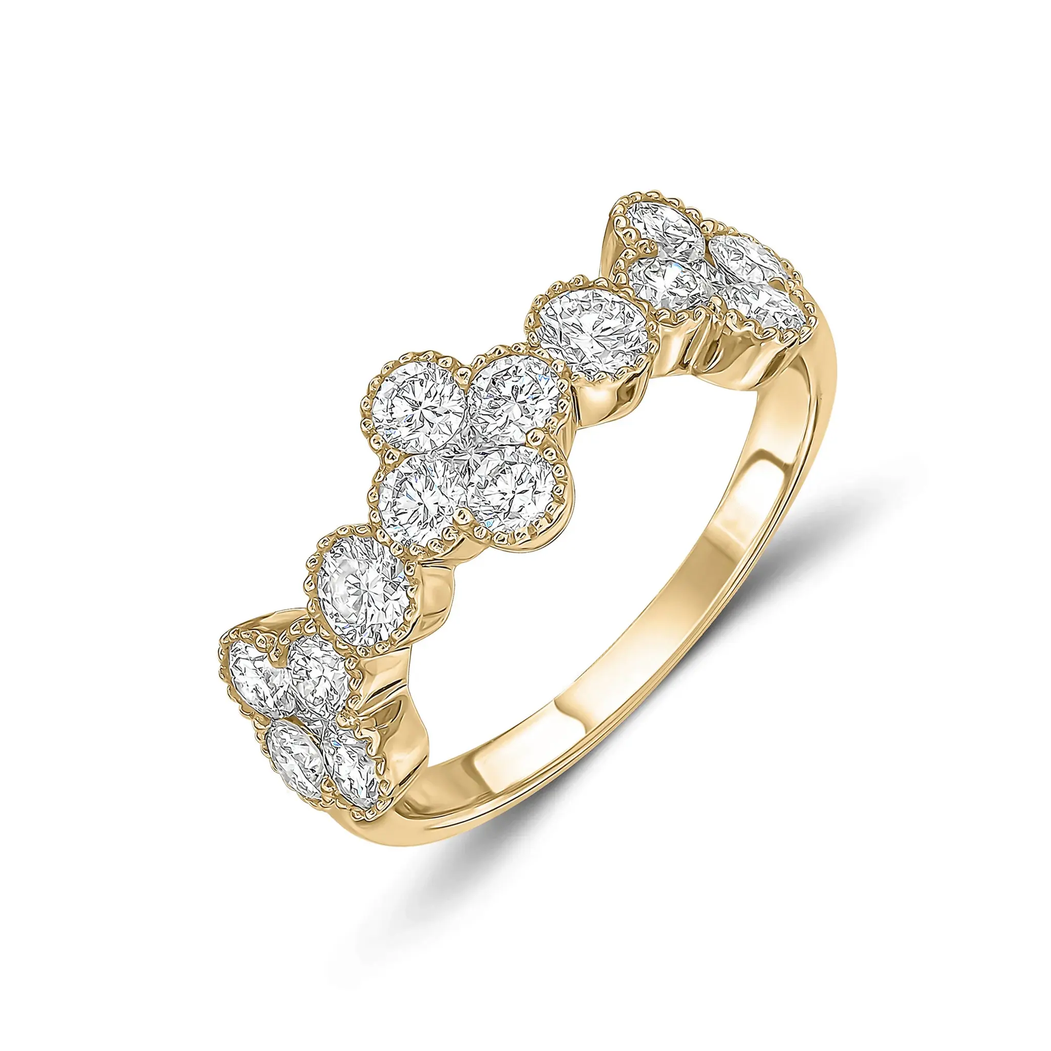18CT Gold Diamond Fancy Quatrefoil Band Ring