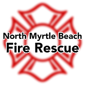 graphic of a red fire maltese with the text North Myrtle Beach Fire Rescue