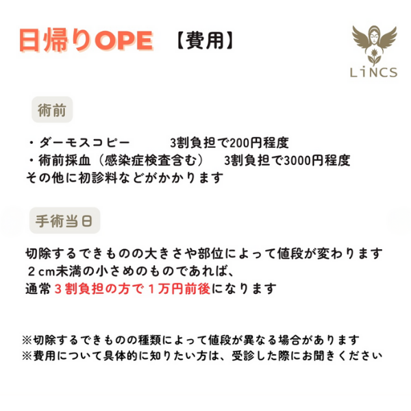 日帰り手術の費用の説明