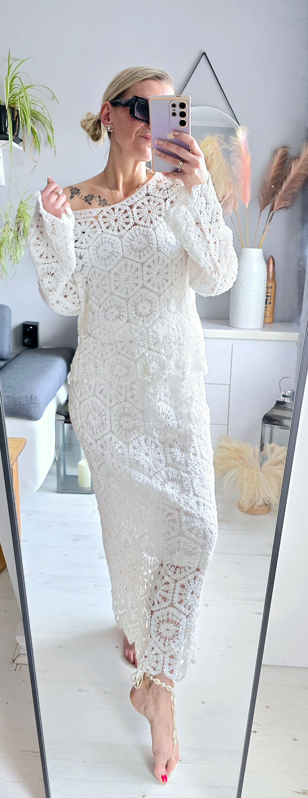 Thumbnail: Crochet Top & Skirt Set - White 