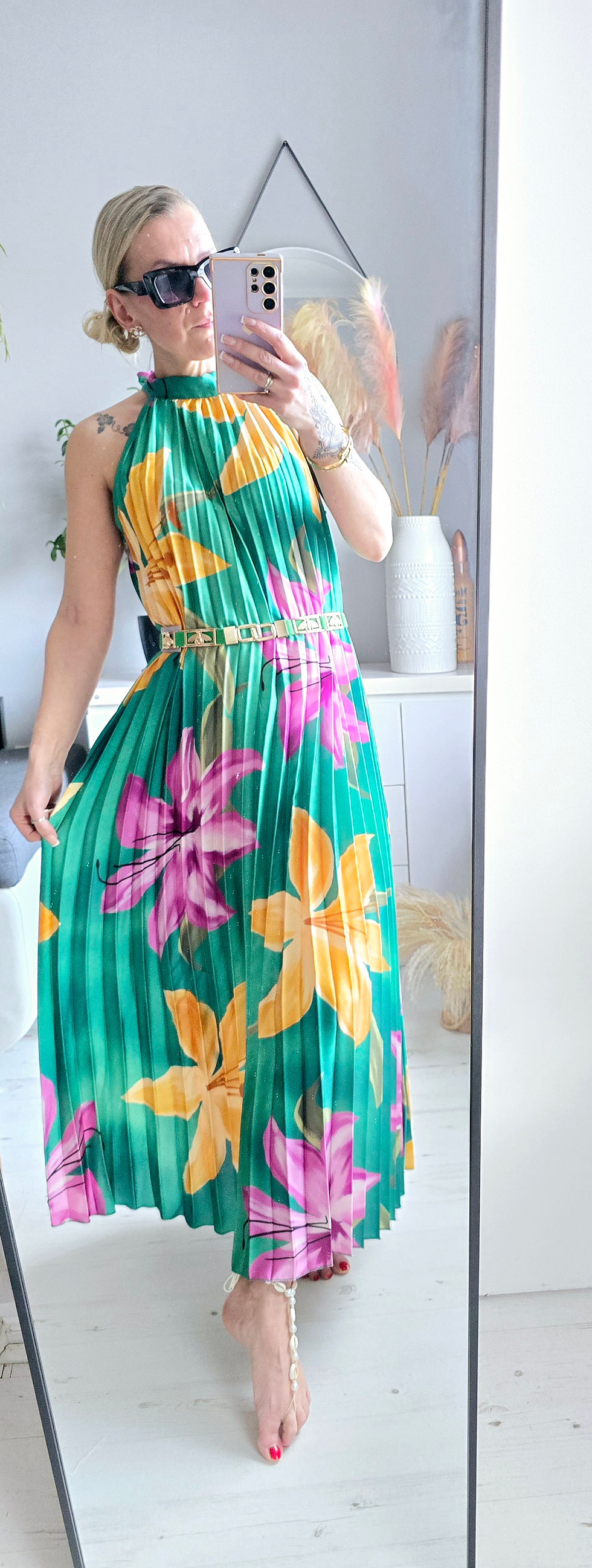 Thumbnail: Summer Pleated Dress - Green