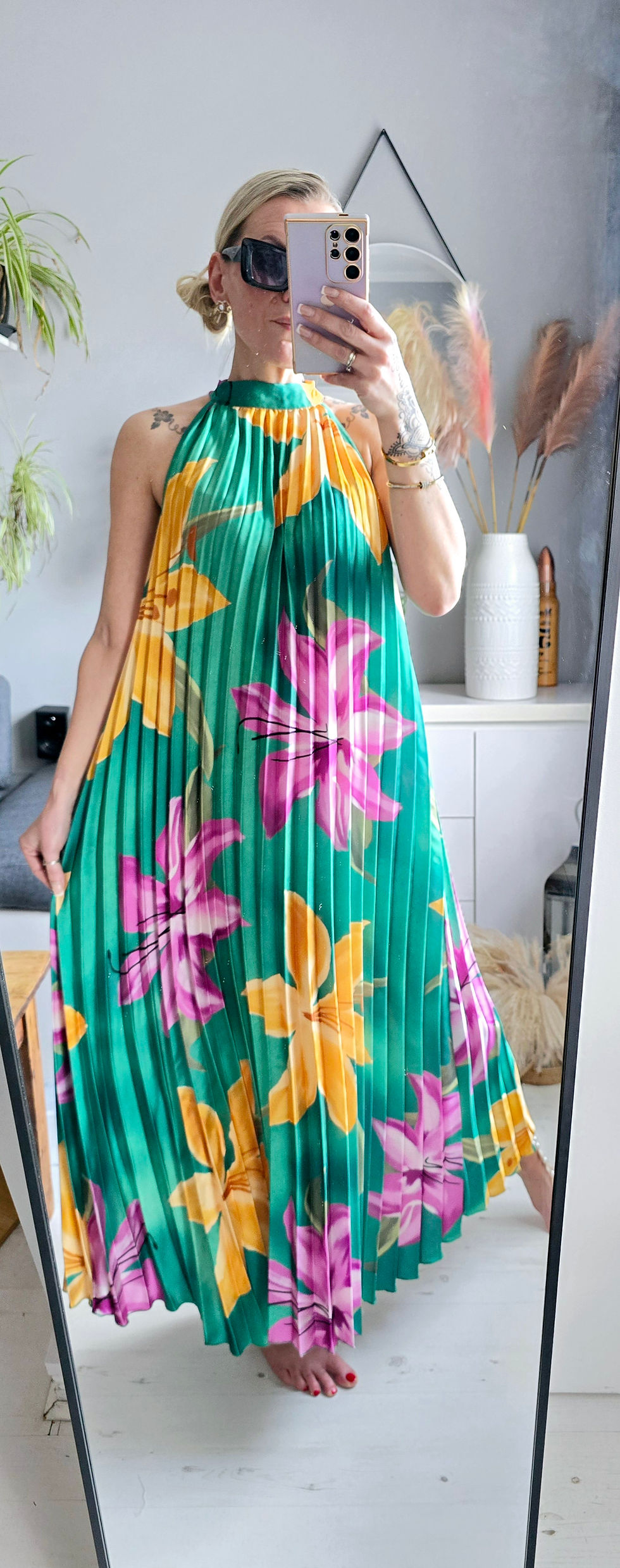 Thumbnail: Summer Pleated Dress - Green