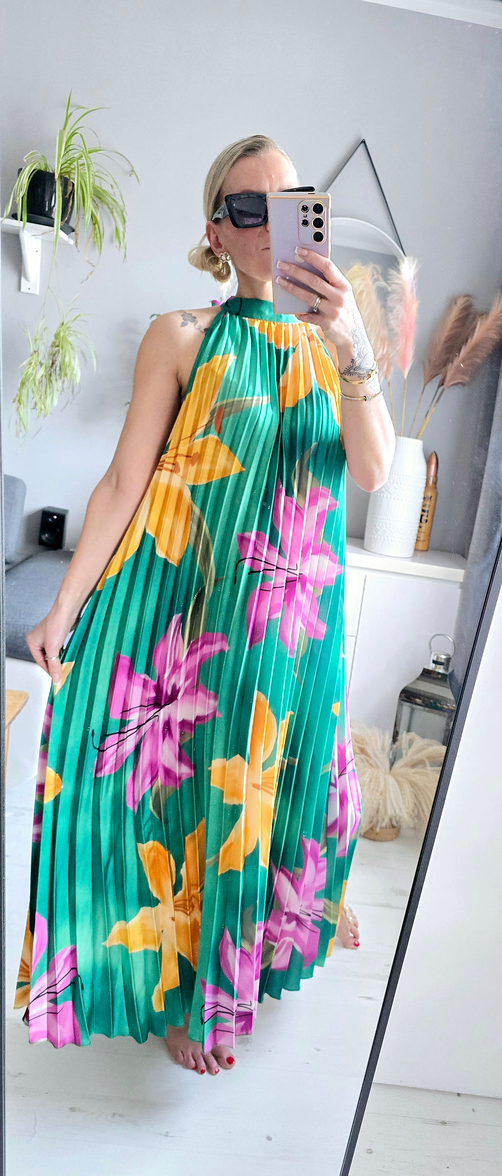Thumbnail: Summer Pleated Dress - Green