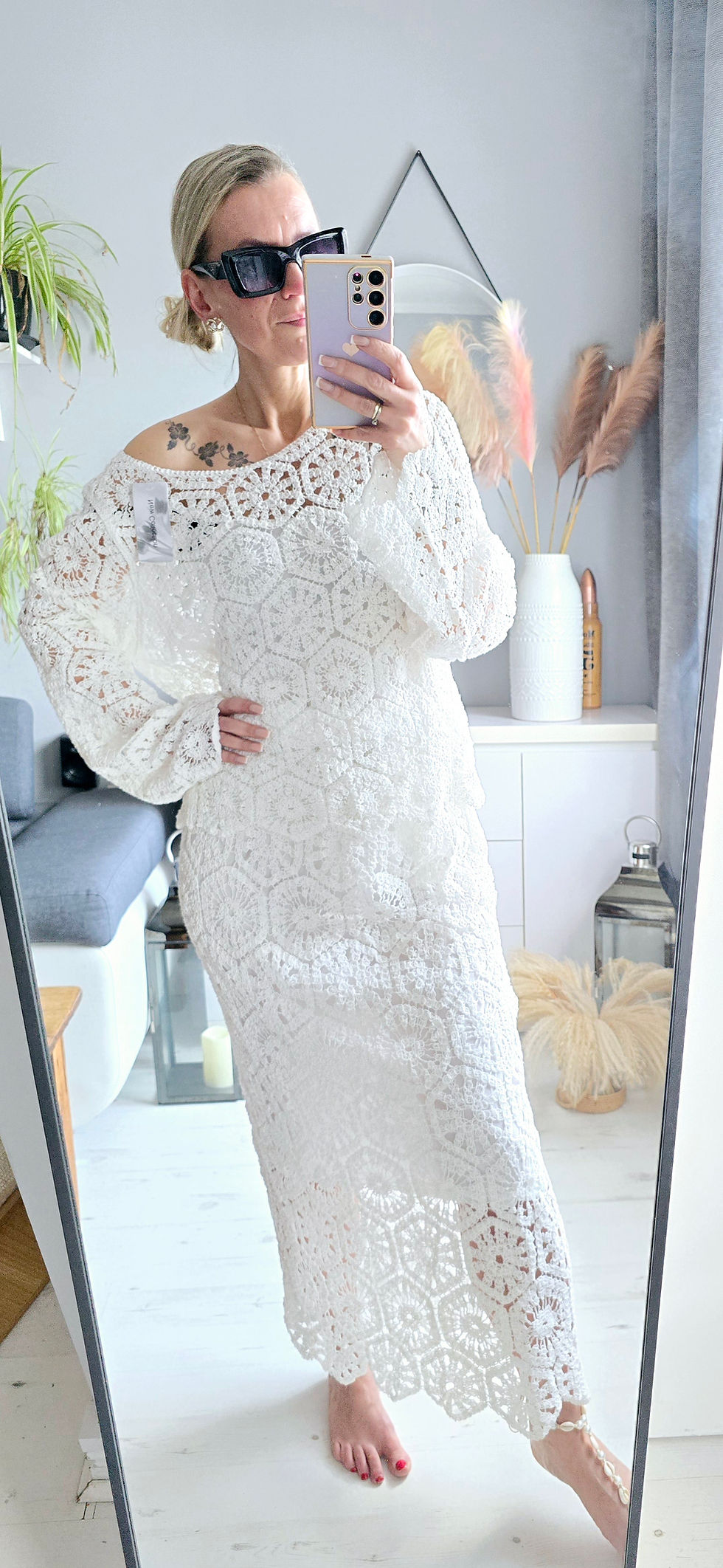 Thumbnail: Crochet Top & Skirt Set - White 