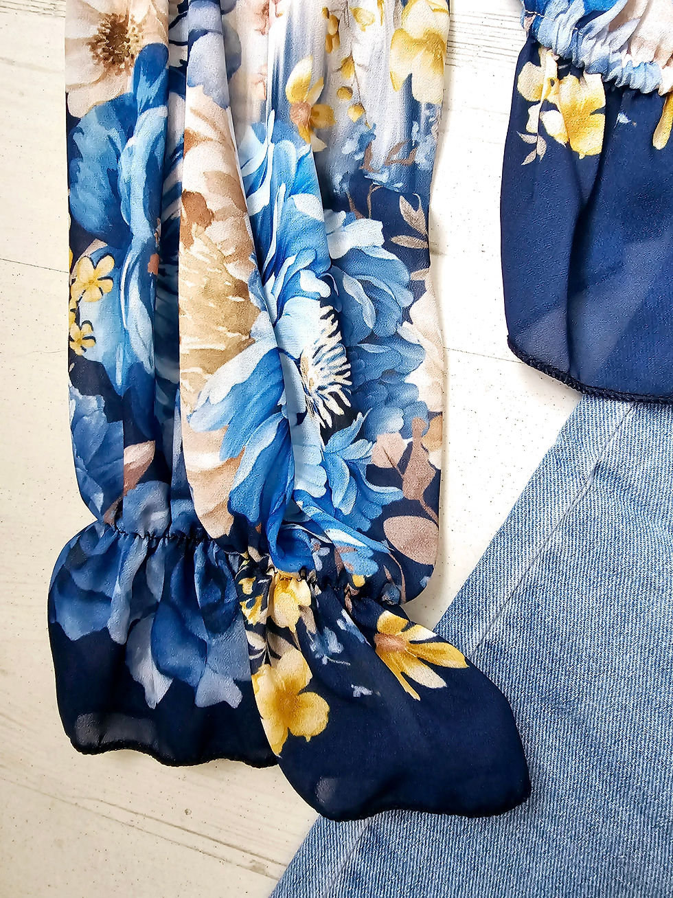Thumbnail: Off Shoulder Blue Flowers Top