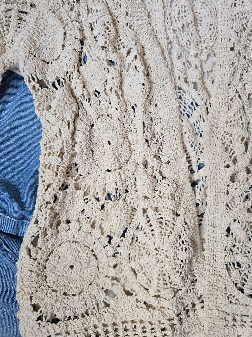 Thumbnail: Beige Crochet Cardigan 