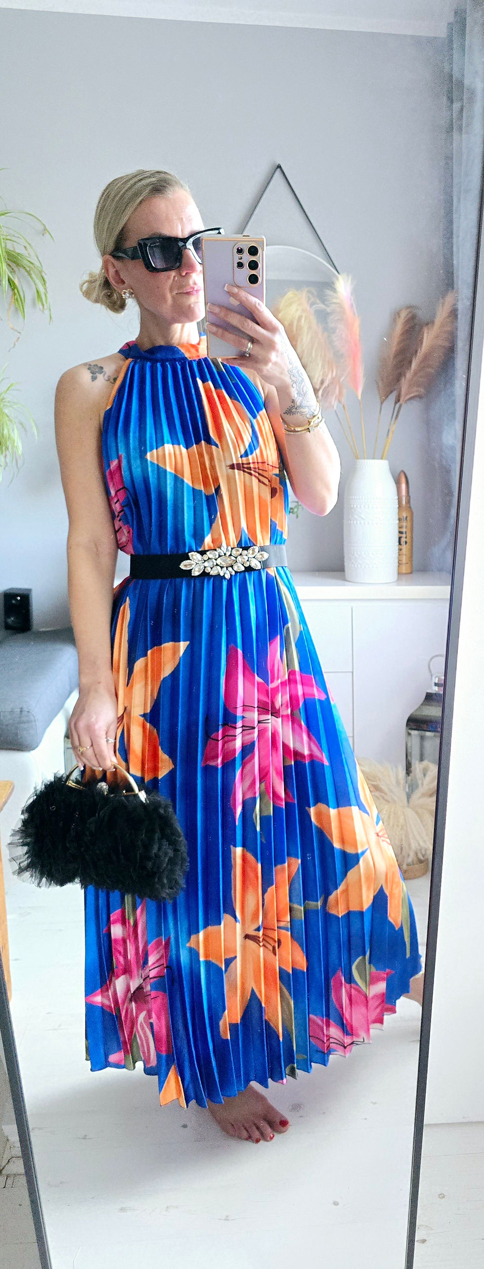 Thumbnail:  Summer Pleated Dress- Royal Blue 