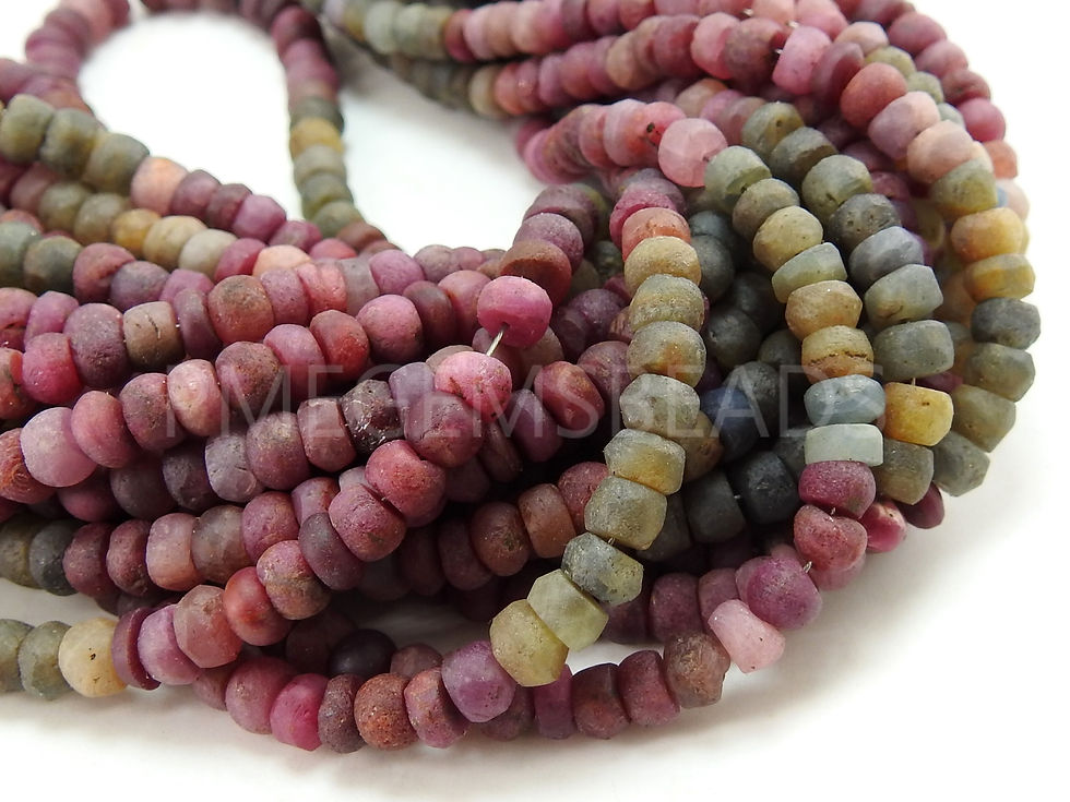 Miniature : Multi Sapphire Matte Polished Smooth Roundel Beads