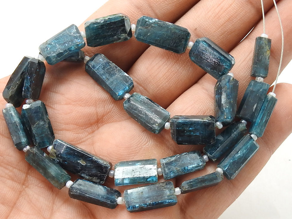 Миниатюра: Blue Kyanite Faceted Flat Tumble Bead 15Inches 10-15MM Long Approx