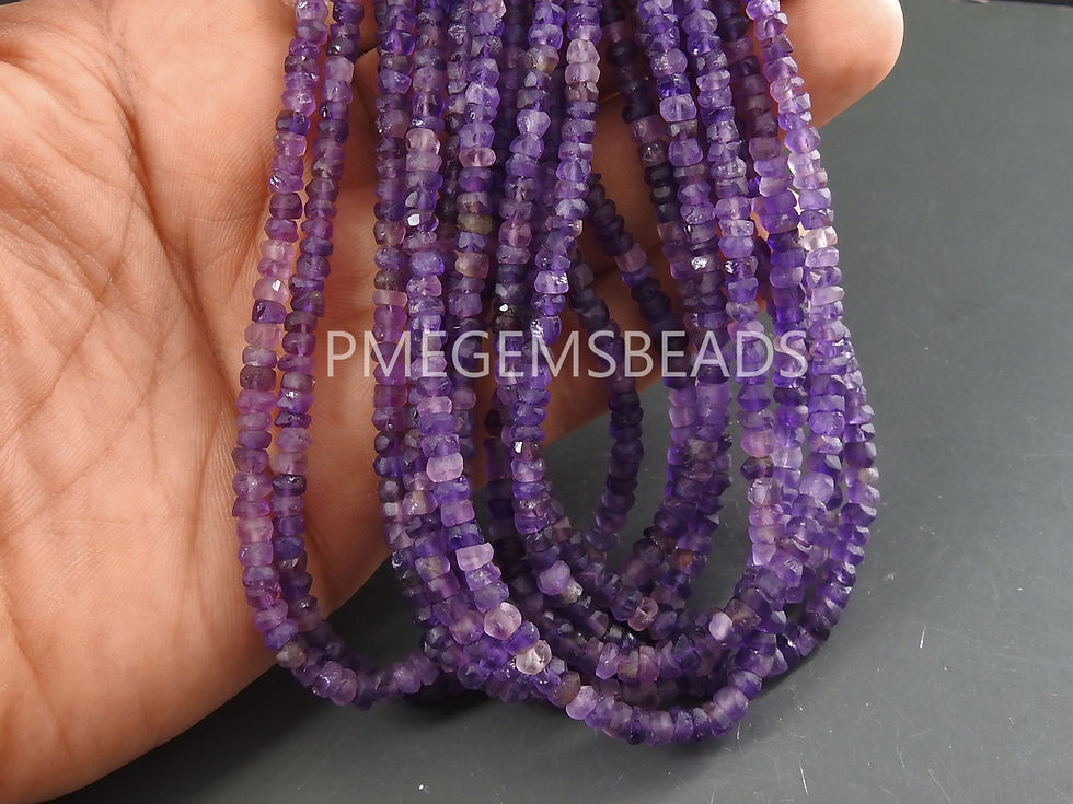 Thumbnail: Amethyst Smooth Matte Polished Roundel Beads