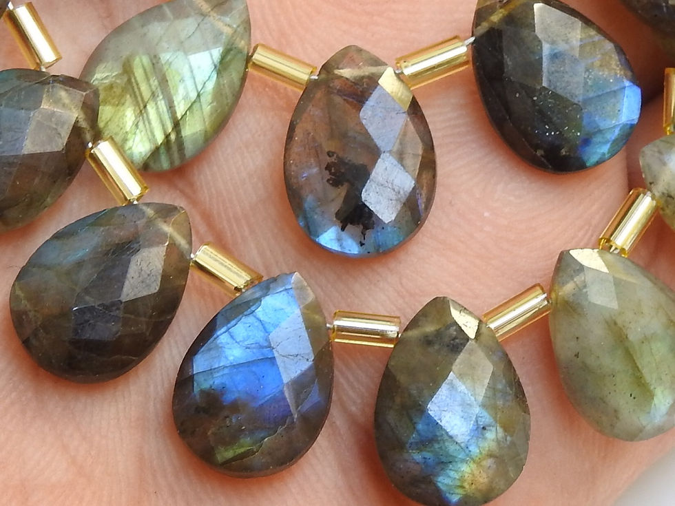 Labradorite Multi Fire Faceted Teardrop