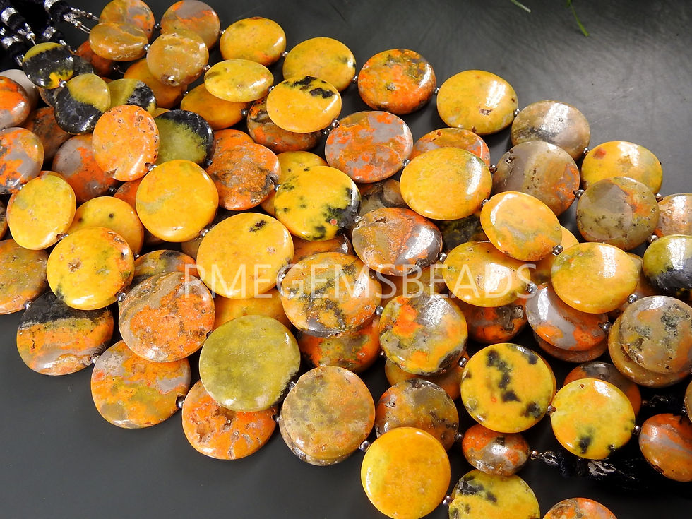Thumbnail: Bumble Bee Jasper Smooth Coins Beads