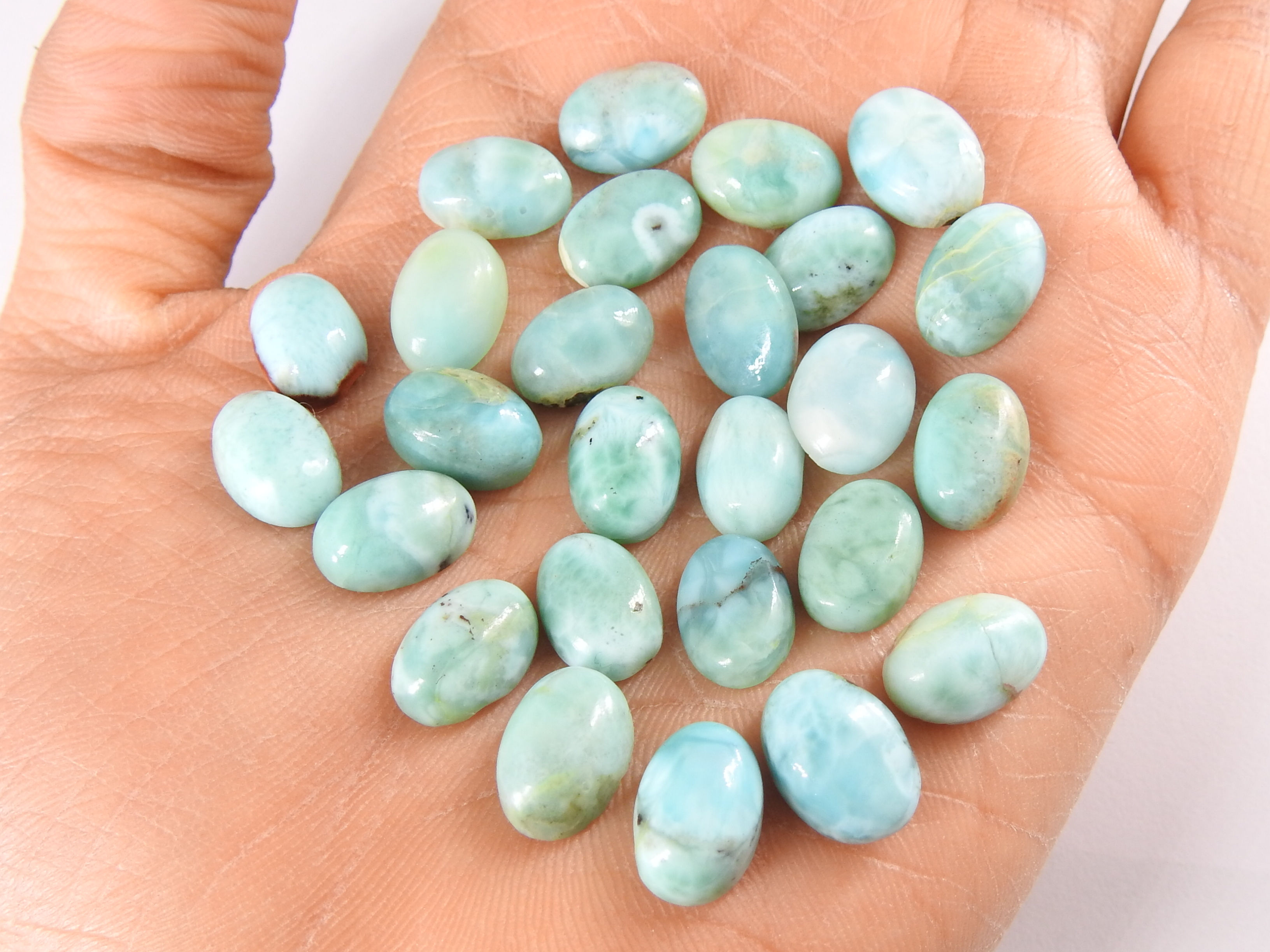 Larimar Cabochon Smooth Polished Oval Shape 26 Piece Lot Calibrated Size 13X9MM