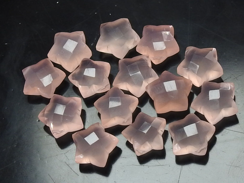 Rose Pink Chalcedony Faceted Carving Star/For Making Jewelry/11X11MM/PME-CY1