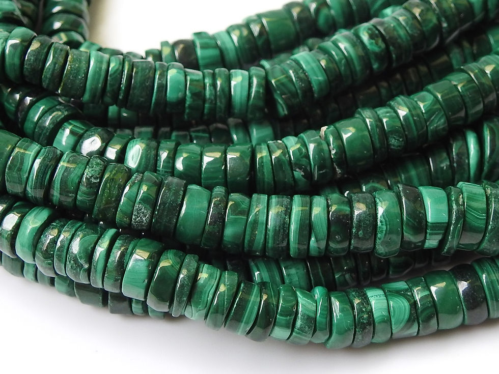 Malachite Smooth Heishe Tire Bead 8Inches Strand