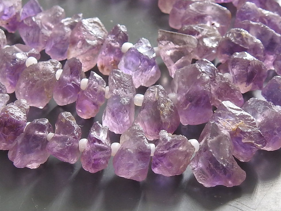 Miniature : Amethyst Natural Crystal Rough Bead Nugget 12Inch Strand 7-10MM Approx