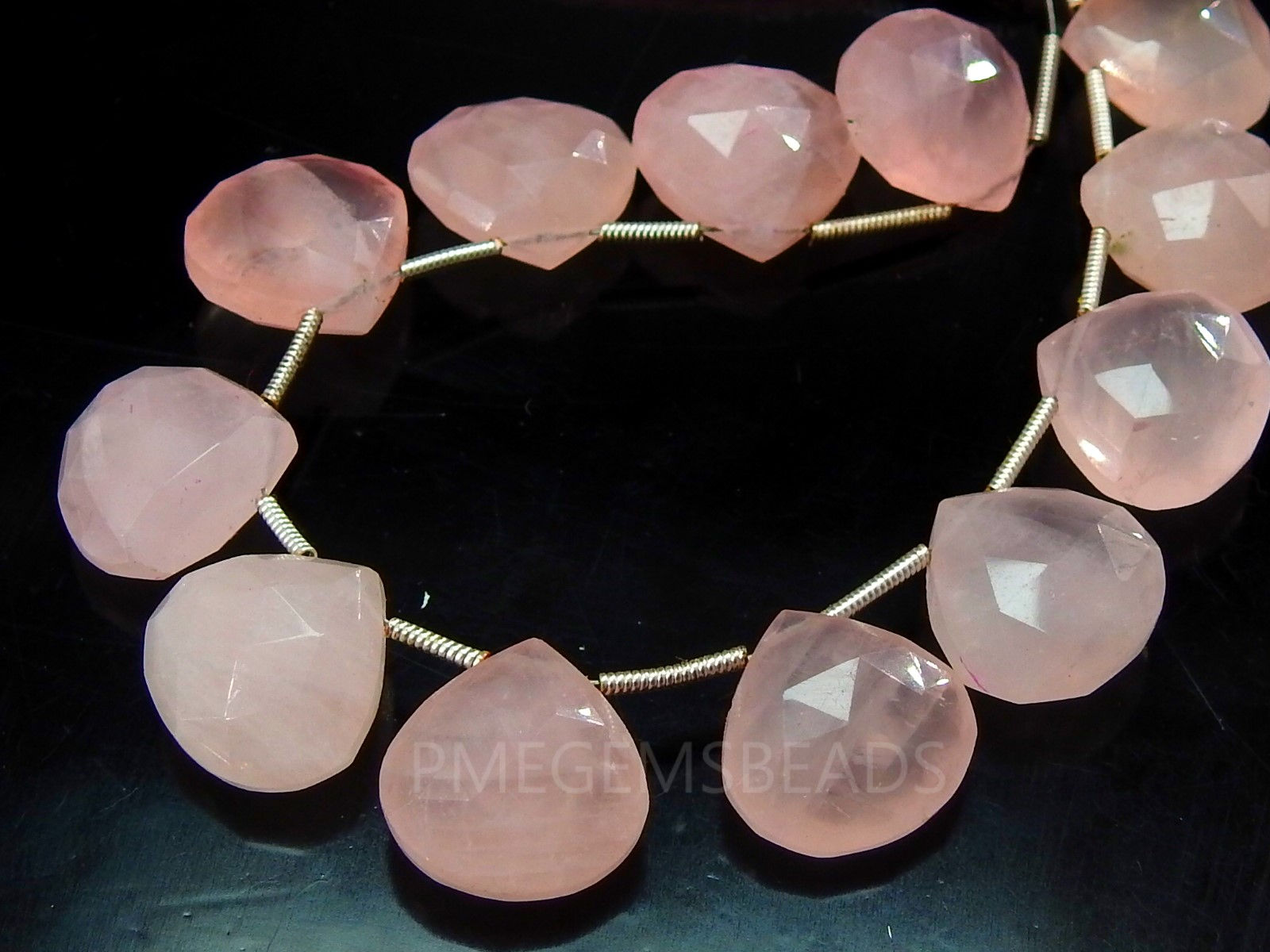 Rose Quartz Faceted Heart Shape Teardrop 10Piece 14X14MM