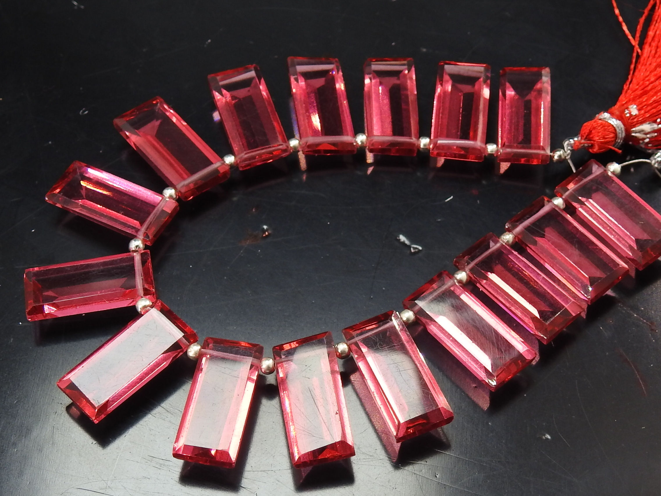 Rubilite Pink Quartz Faceted Baguette