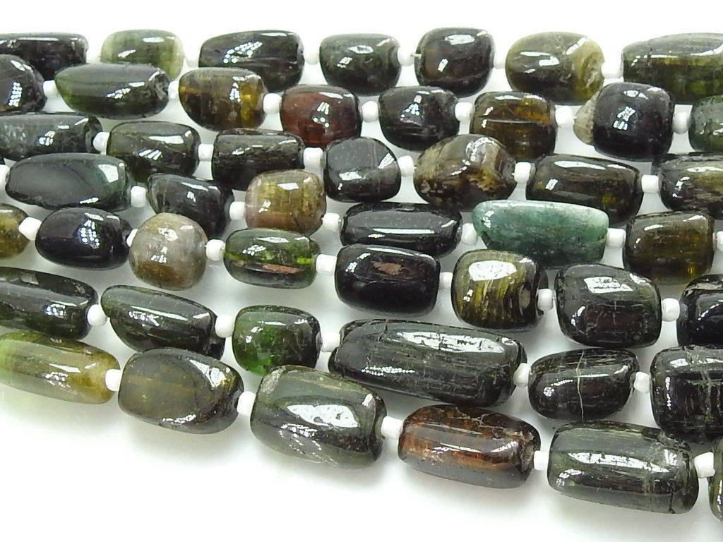 Green Tourmaline Smooth Tumble Nuggets/10Inches Strand 9To15MM Long Approx/TU5