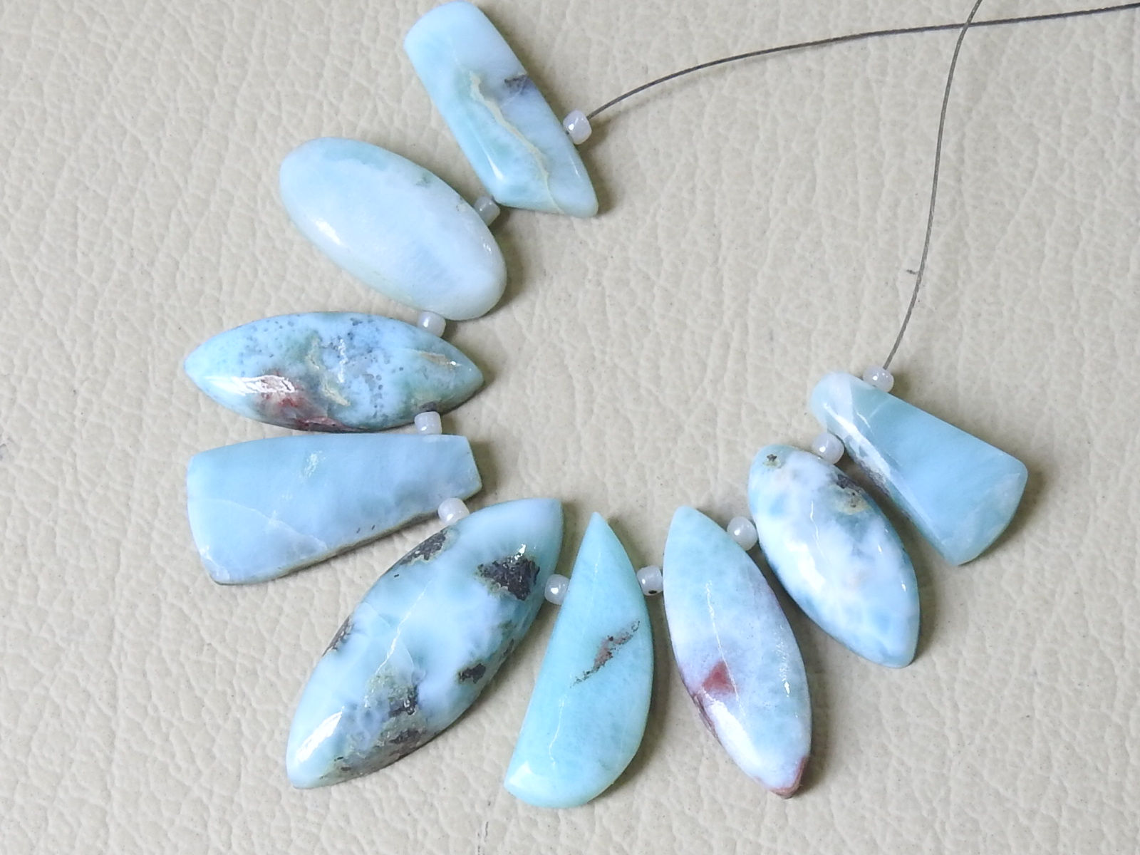 Larimar Smooth Cabochon Briolette 9Piece 31X18To12X8MM Approx WWM-3