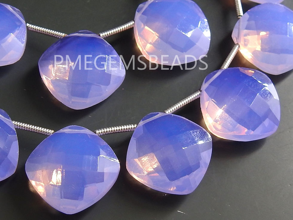 Миниатюра: Lavender Blue Quartz Faceted Cushions Square Shape Beads