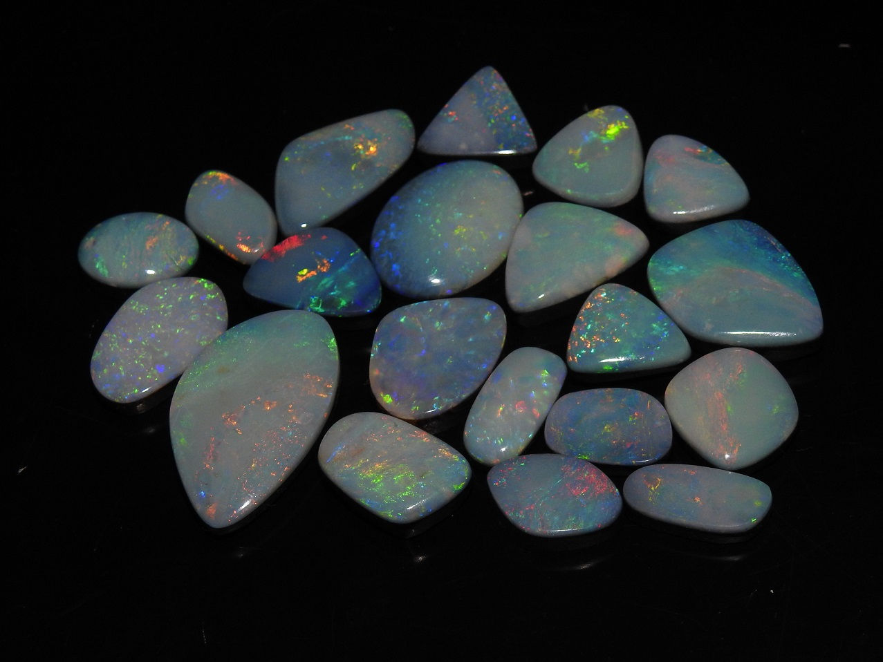 Australian Opal Doublet Multi Fire Smooth Fancy Shape Cabochon Lot