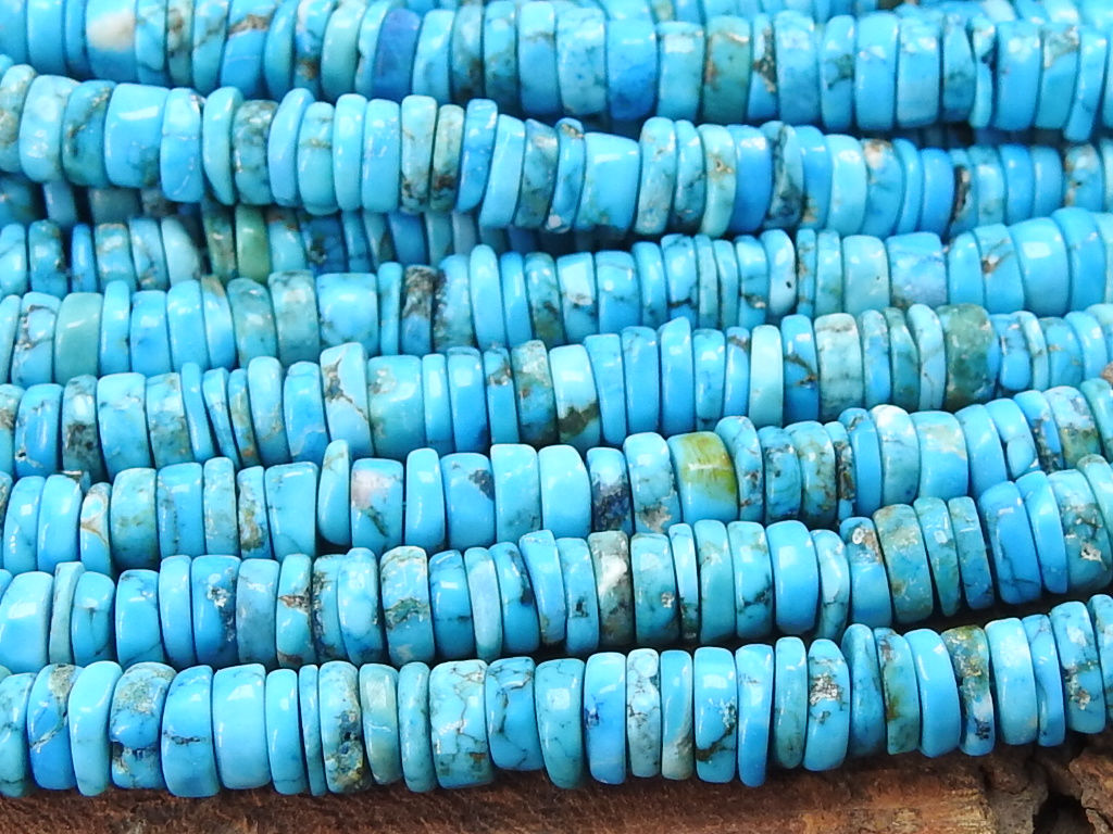Blue Turquoise Smooth Heishi Tyre Beads/Synthetic/For Making Jewelry