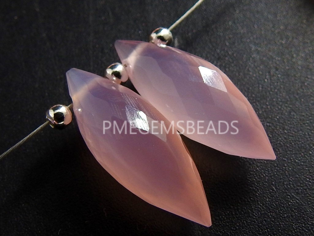 Rose Pink Chalcedony Faceted Dewdrops