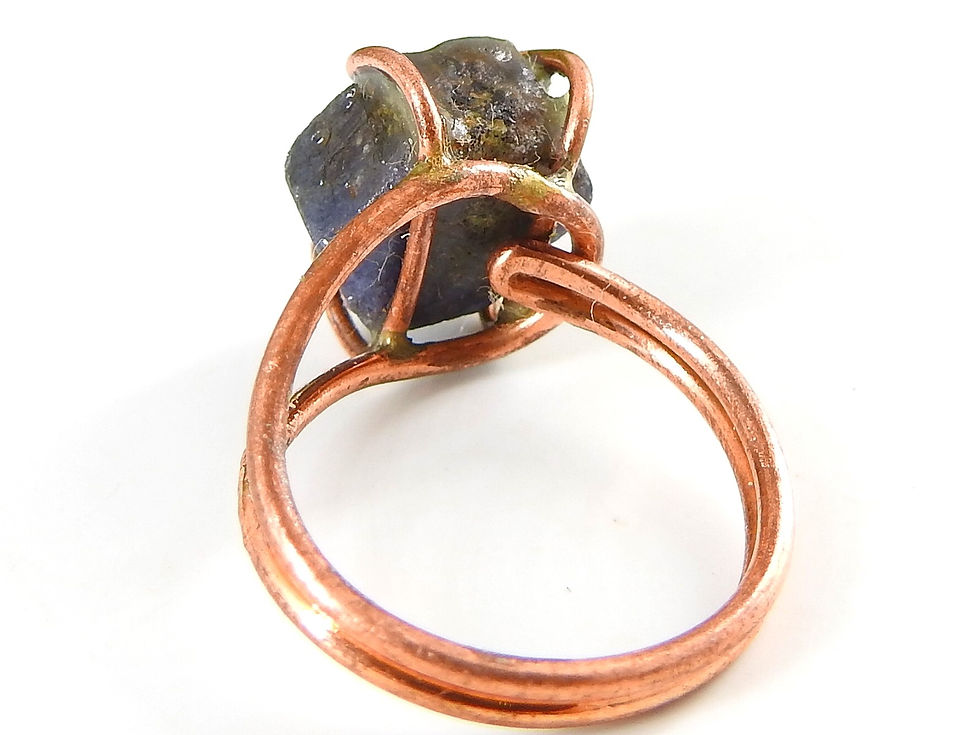 Thumbnail: Blue Sapphire Natural Crystal Rough Wire Wrapping Copper Rings