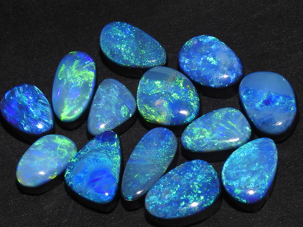 Australian Opal Doublet Multi Flashy Fire Smooth Cabochon Lot