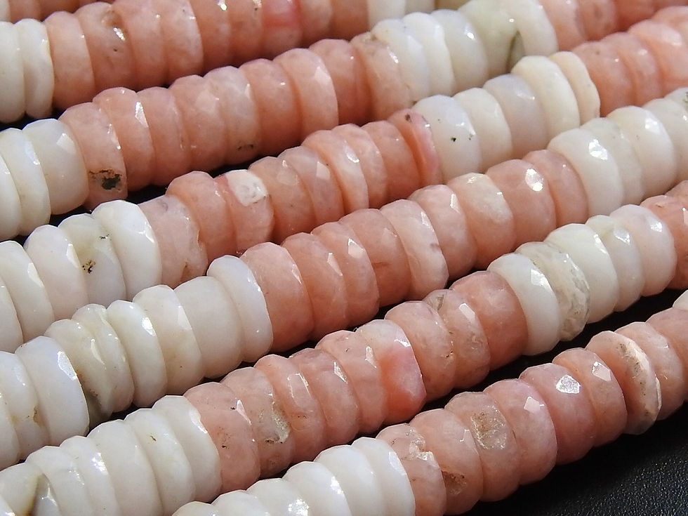 Pink Peruvian Opal Multi Shaded Faceted Tyre Beads