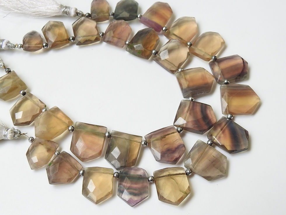 Fluorite Multi Shaded Faceted Pentagon Shape Briolettes