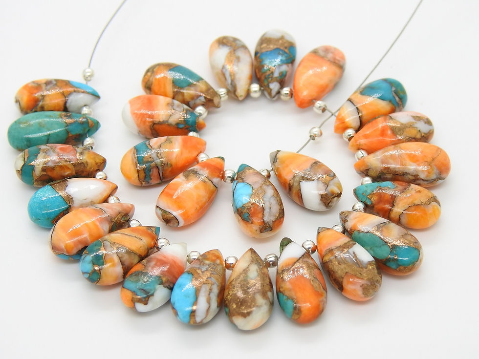 Oyster Copper Turquoise Smooth Teardrop