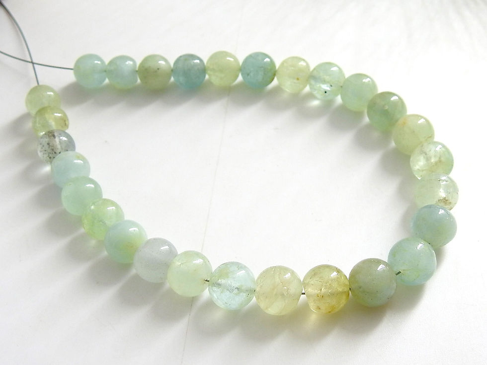 サムネイル： Aquamarine Smooth Sphere Ball Round Beads