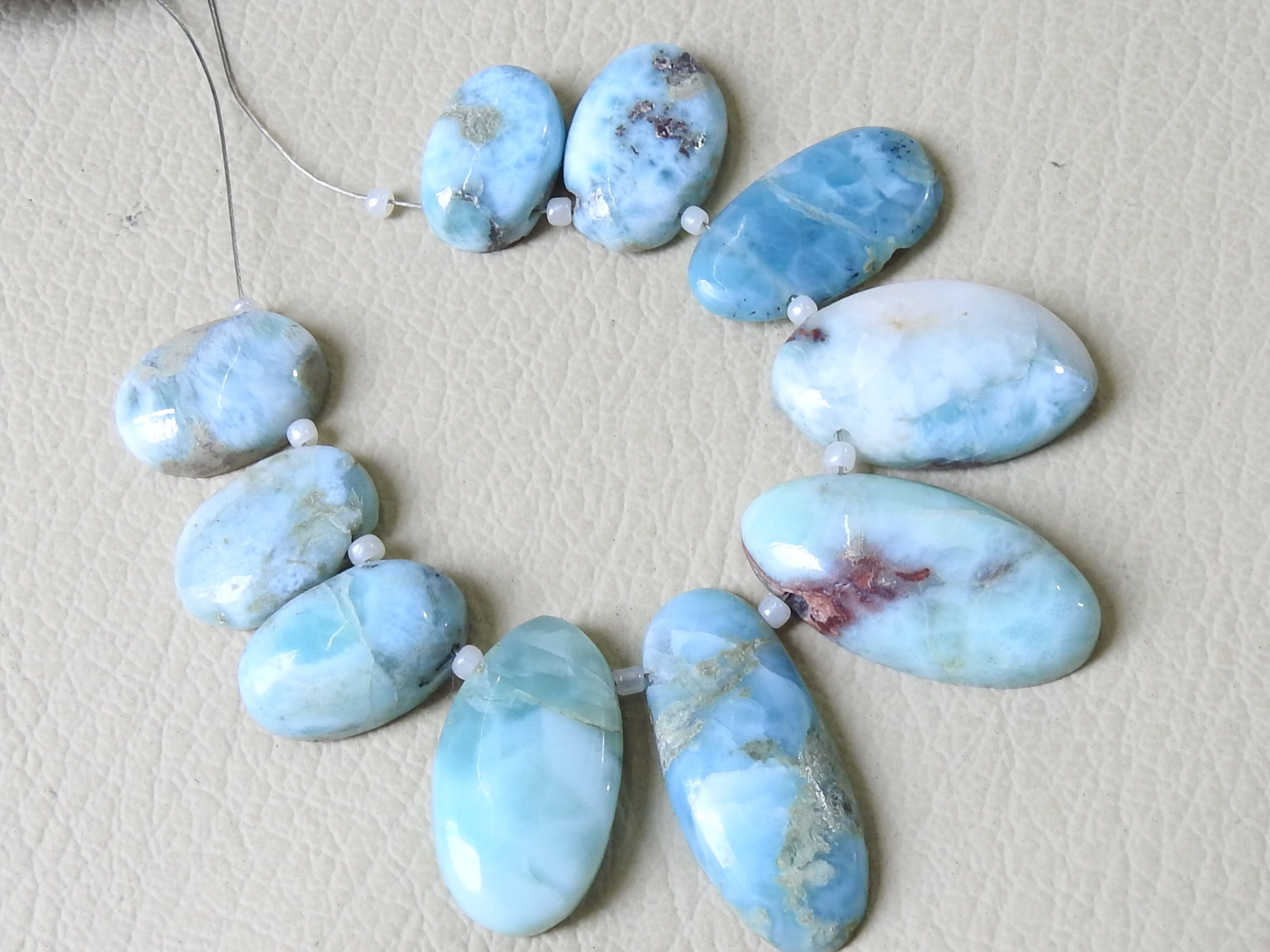 Larimar Smooth Cabochon Briolette 10Piece 29X15To15X10MM Approx WWM-3